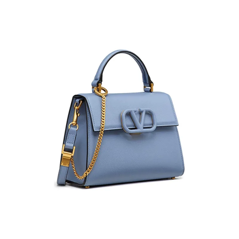Valentino VSLING Grain Calfskin Shoulder Bag, Crossbody Bag, Handbag Trumpets Women's Blue-1