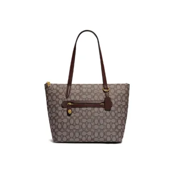COACH Taylor Jacquard Canvas With Leather Tote Bag Shopping Bag Handbag Shoulder Bag Women's Oak Maple Brown Monogram