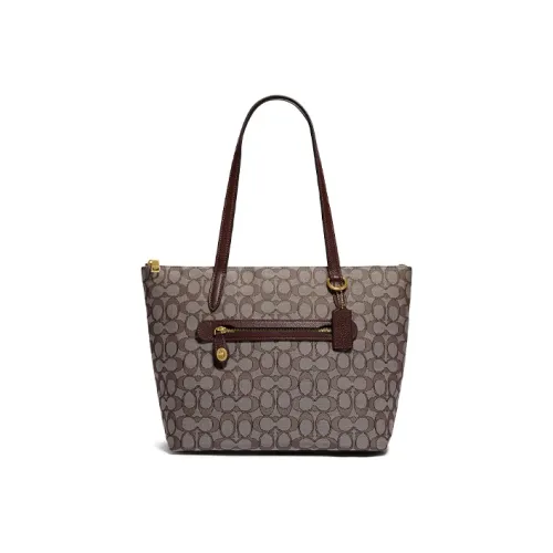 COACH Taylor Jacquard Canvas With Leather Tote Bag Shopping Bag Handbag Shoulder Bag Women's Oak Maple Brown Monogram