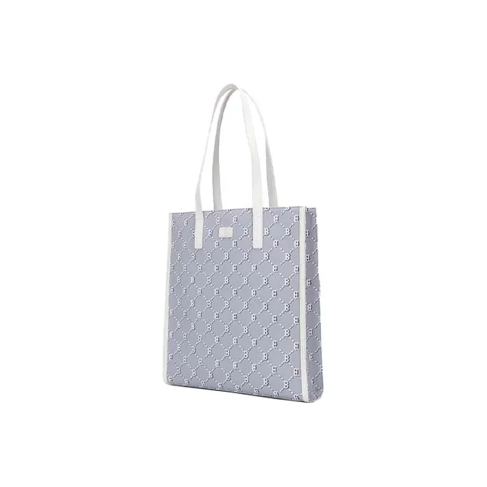MLB Monogram Collection Fabric Combo Bag Tote Bag Shopping Bag Shoulder Bag Handbag Regular Unisex Gray White-2