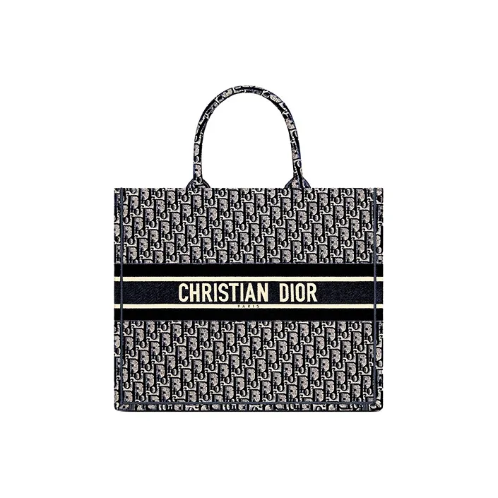 DIOR BookTote Velvet Embroidery Shopping Bag Tote Bag Shopping Bag Handbag Regular Women's Blue-1