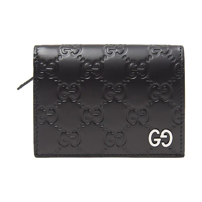 GUCCI Leather Card Holder Unisex Black-0