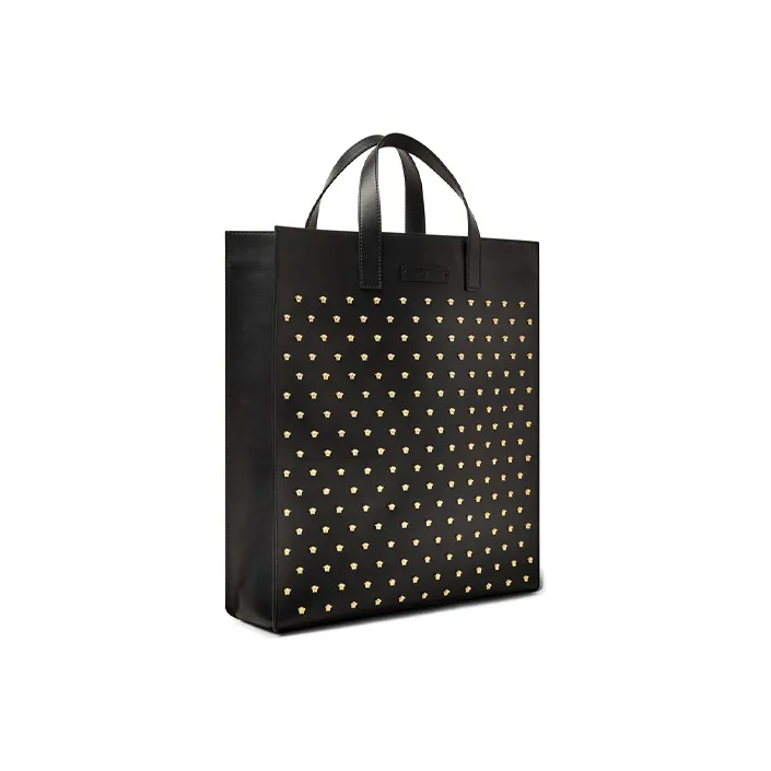 VERSACE Cow Leather Tote Bag Shopping Bag Handbag Men's Black-1