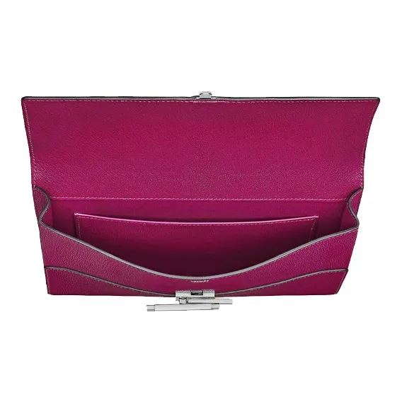 HERMES Cinhetic Chevre Mysore Goatskin Clutch Women's Rose Red-1