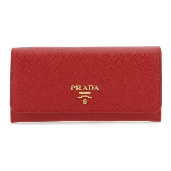PRADA Cow Leather Wallet Women's Red