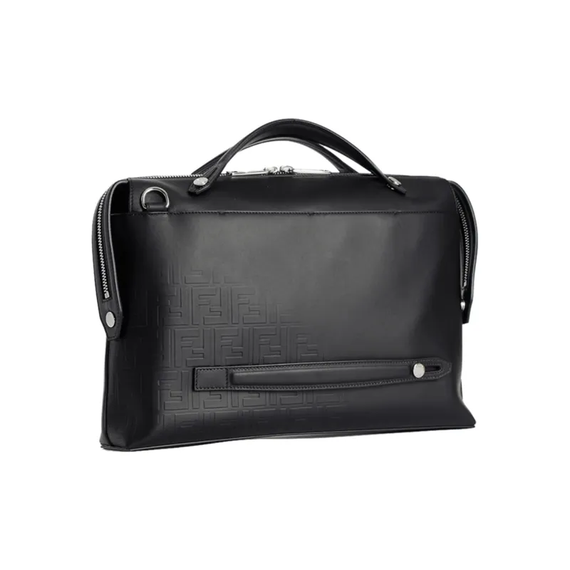 FENDI By The Way Series Leather Briefcase Men's Black-1