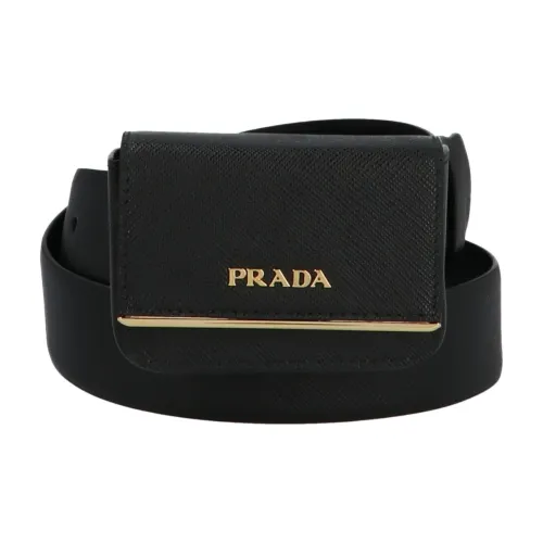 PRADA Calfskin Fanny Pack Regular Unisex Black