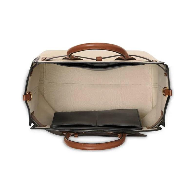 Burberry Cow Leather Tote Bag Shopping Bag Handbag Women's Beige Yellow-3