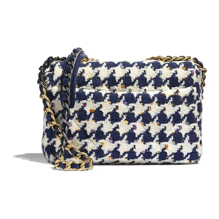 CHANEL 19Bag Fabric Flap Bag, Shoulder Bag, Crossbody Bag Trumpets Women's Ivory/Marine Blue/Multicolor-1