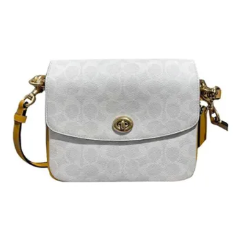 COACH Cassie Cow Leather Messenger Bag Handbag Shoulder Bag Crossbody Bag Small Size Women's White Print