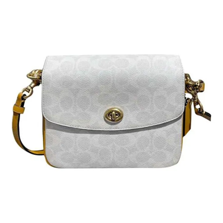 COACH Cassie Cow Leather Messenger Bag Handbag Shoulder Bag Crossbody Bag Small Size Women's White Print-0