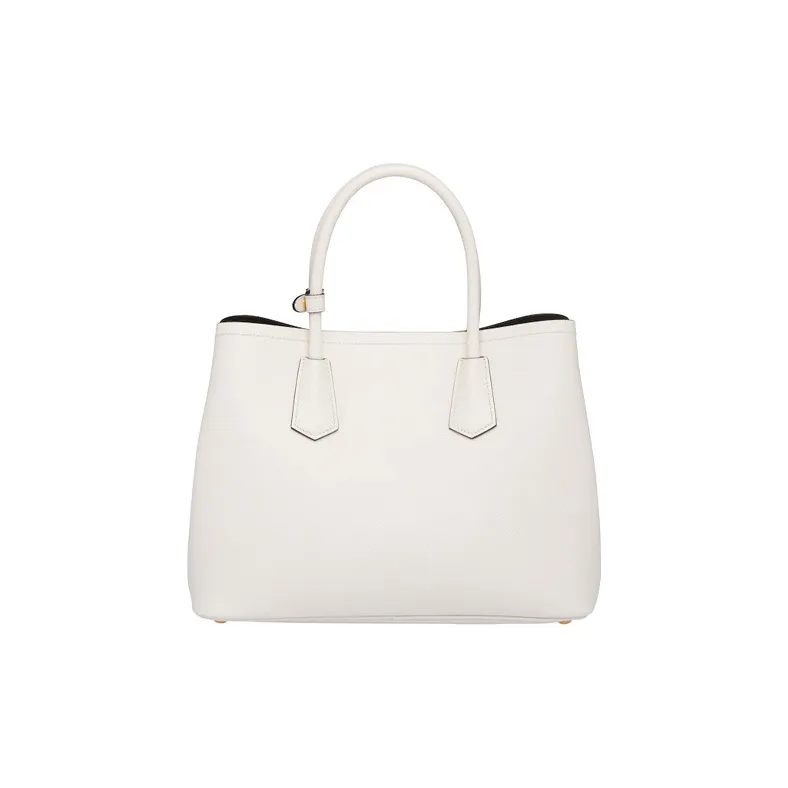 PRADA Double Leather Shoulder Bag Crossbody Bag Handbag Medium Size Women's White-2