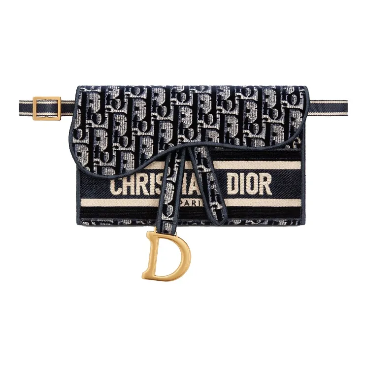 DIOR Saddle Velvet Saddle Bag Clutch Crossbody Bag Fanny Pack Women's Blue-0
