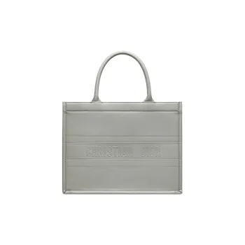 DIOR BookTote Cow Leather Handbag Handbag Small Size Women's Gray