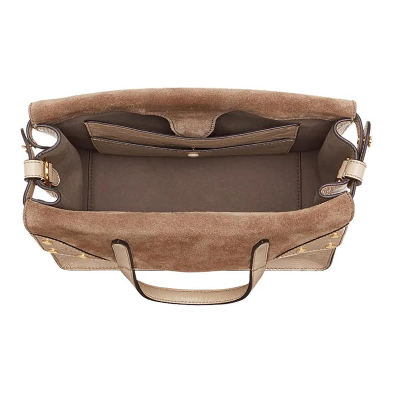 FENDI Lambskin Patchwork Suede Tote Bag Shopping Bag Crossbody Handbag Shoulder Bag Medium Size Women's Gold-2
