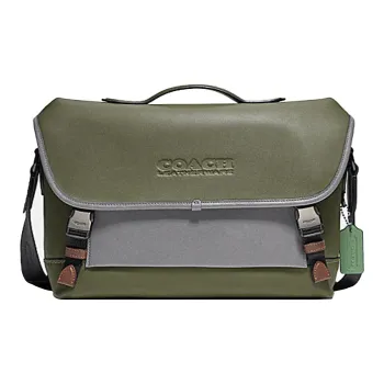 COACH League Cow Leather Cycling Bag Messenger Bag Crossbody Bag Shoulder Bag Medium Size Men's Green & Gray