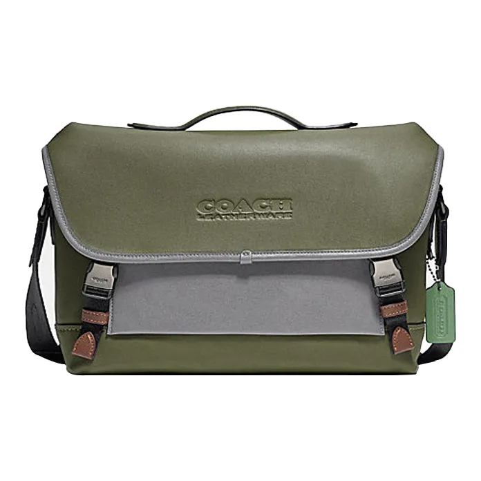 COACH League Cow Leather Cycling Bag Messenger Bag Crossbody Bag Shoulder Bag Medium Size Men's Green & Gray-0
