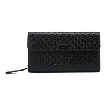 GUCCI Embossed Leather Wallet Unisex Black