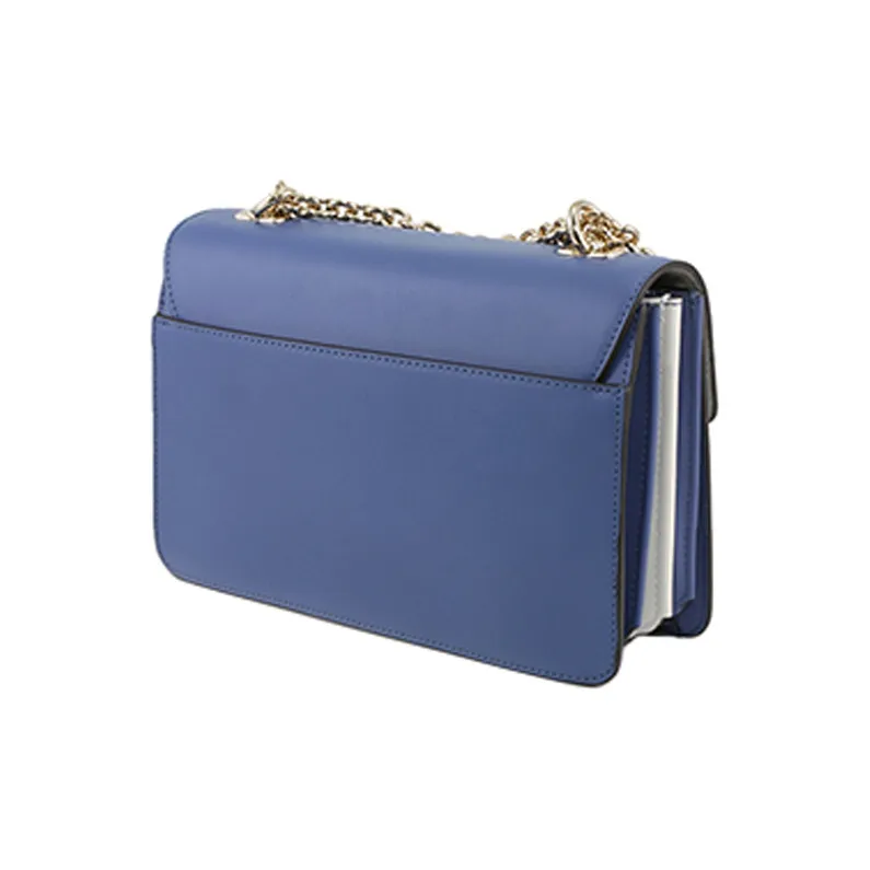 Furla Mughetto Leather Chain Bag, Small Square Bag, Shoulder Bag Medium Size Women's Blue-1