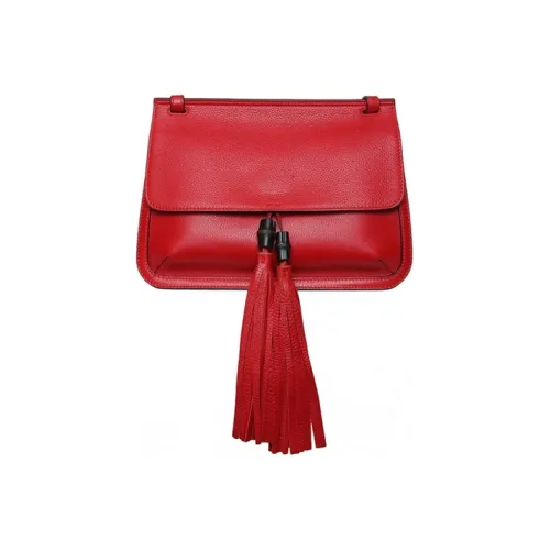GUCCI Cow Leather Crossbody Bag Shoulder Bag Women's Red