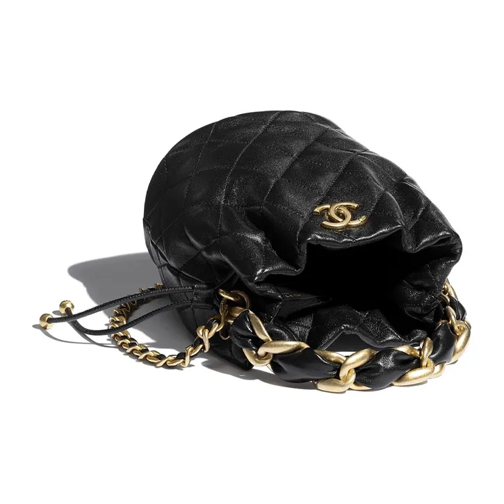 CHANEL Little Golden Ball Polished Lambskin & Metal Thick Chain Bag, Crossbody Bag, Shoulder Bag Women's Black-2