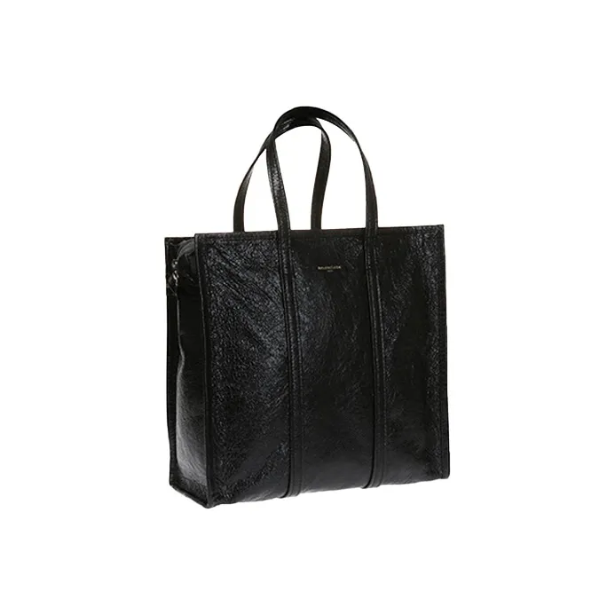 Balenciaga Shiny Lambskin Tote Bag Shopping Bag Shoulder Bag Handbag Unisex Black-1