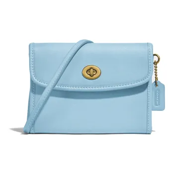 COACH Turnlock Leather Coin Purse Crossbody Wallet Women's Carolina Blue