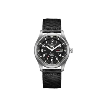 SEIKO Series 5 Automatic Mechanical Movement Canvas Strap Watch Men's Watches Black Dial SNZG15J1