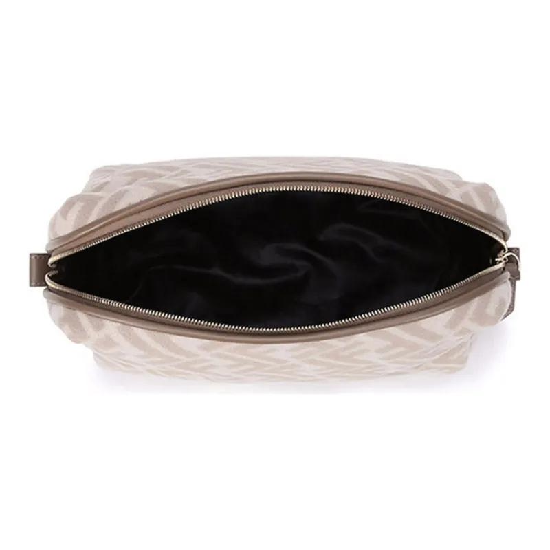 FENDI Fabric Toiletry Bag Clutch Makeup Bag Medium Size Women's Beige-5