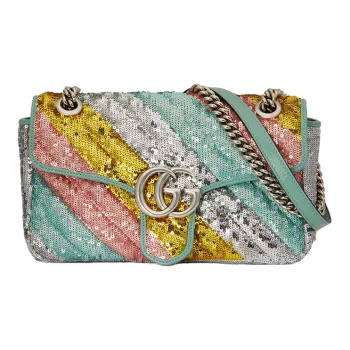 GUCCI Quilted Sequined Leather Crossbody Bag, Shoulder Bag Women's