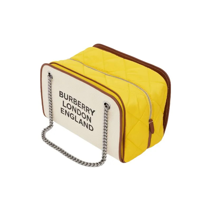 Burberry Cube Cotton Canvas Bag Handbag Shoulder Bag Women's Natural & Yellow-2