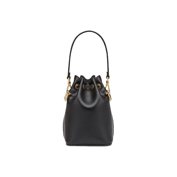 FENDI Mon Tressor Leather Mini Bucket Bag Black-2