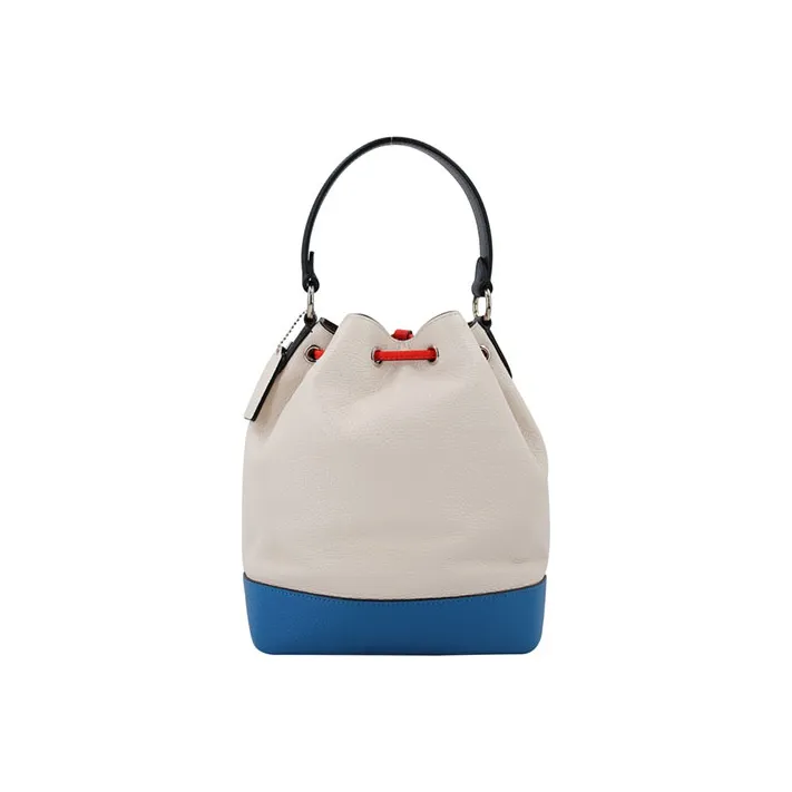 COACH Jes Leather Bucket Bags Shoulder Bag Crossbody Bag Handbag Small Size Women's Blue White Yellow Multicolor-2