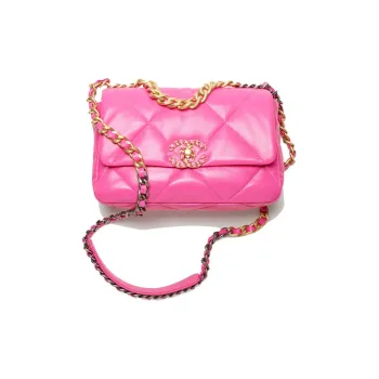 CHANEL 19Bag Lambskin Handbag, Shoulder Bag Women's Dark Pink