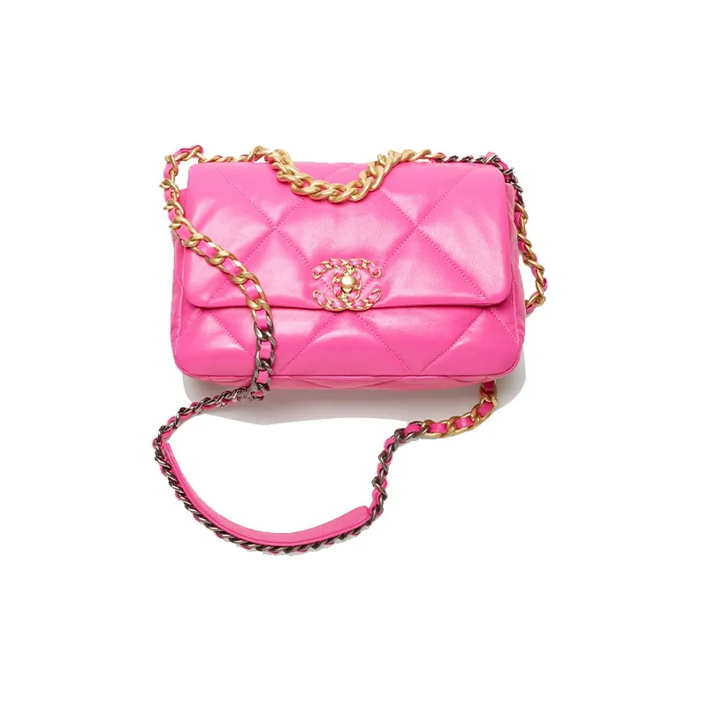 CHANEL 19Bag Lambskin Handbag, Shoulder Bag Women's Dark Pink-0