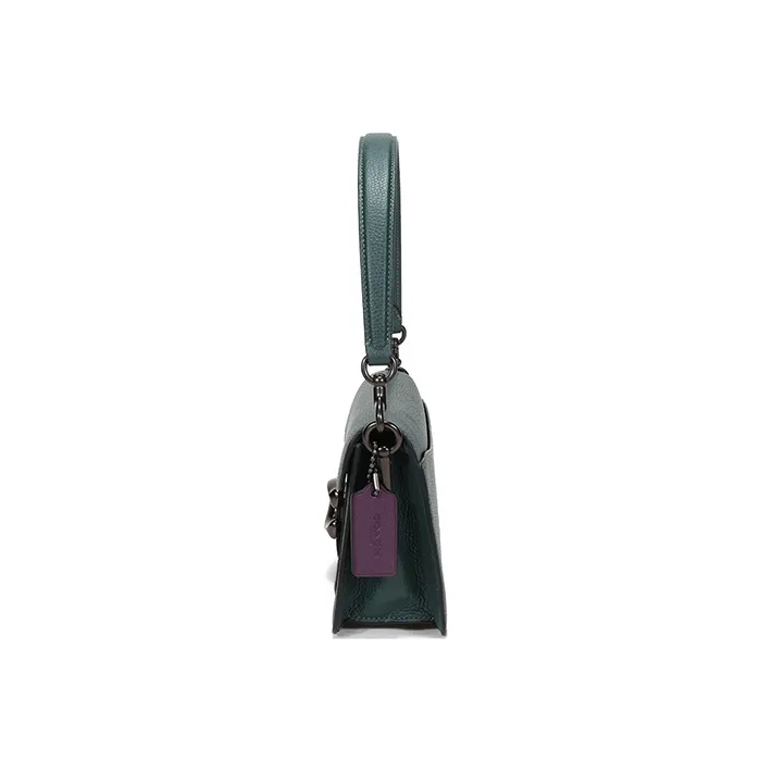 COACH Tabby Leather Shoulder Bag Women's Forest Green Multicolor-2