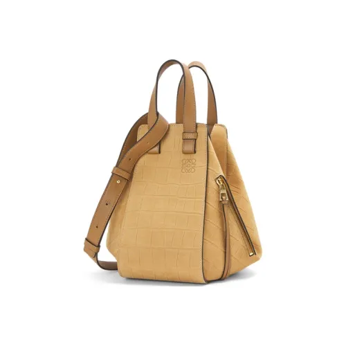 LOEWE Hammock Suede Hammock Bag Handbag Shoulder Bag Crossbody Bag Small Size Women's Deep Gold