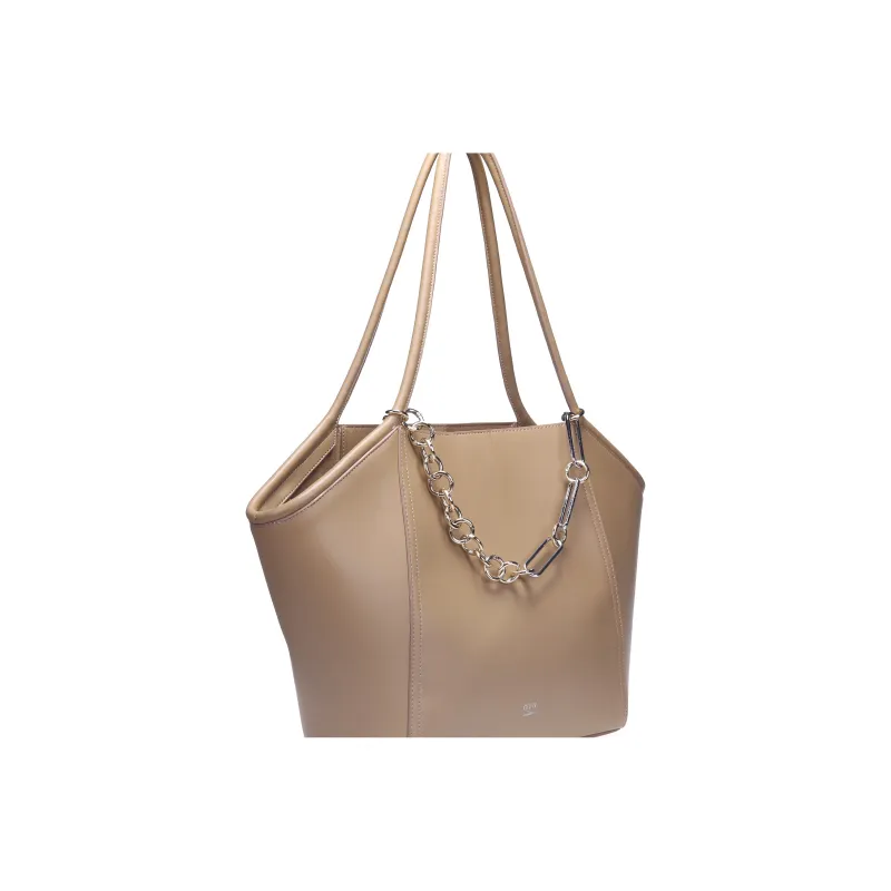 QULU Sheepskin Laptop Bag Tote Shoulder Bag Regular Women's Tan/Black White-3