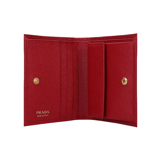 PRADA Leather Wallet Women's Red-3