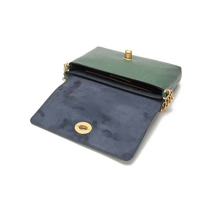 COACH Crosstown Leather Shoulder Bag Medium Size Women's Dark Green-5