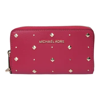 MICHAEL KORS Jet Set Travel Cow Leather Clutch Wallet Women's Red