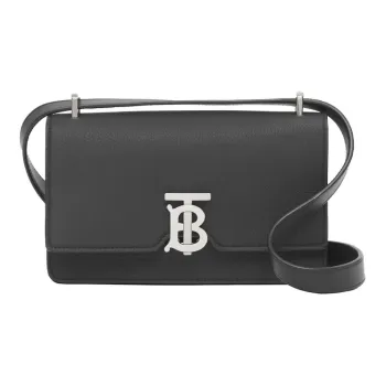 Burberry Robin Grain Texture Leather Shoulder Bag Crossbody Bag Men's Black