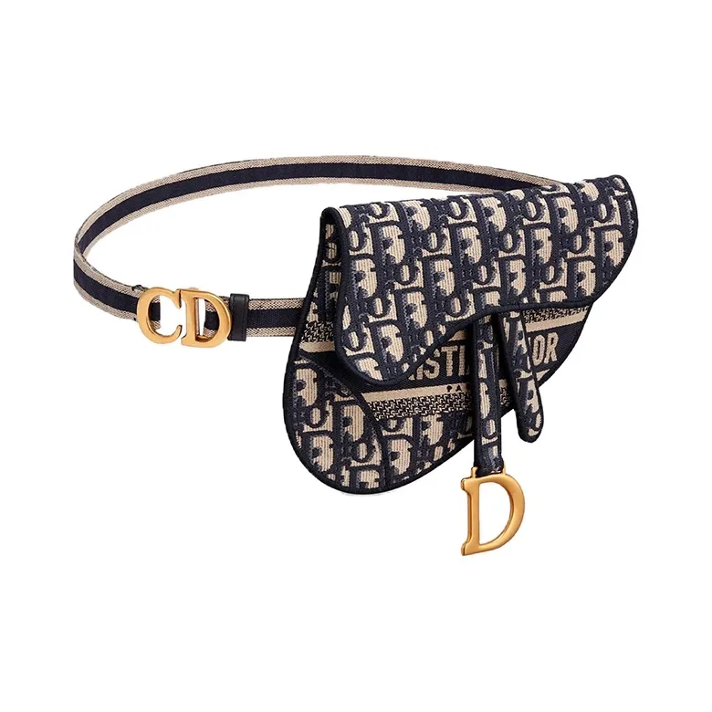 DIOR Saddle Leather Saddle Bags Crossbody Bags Fanny Pack Women's Blue-1