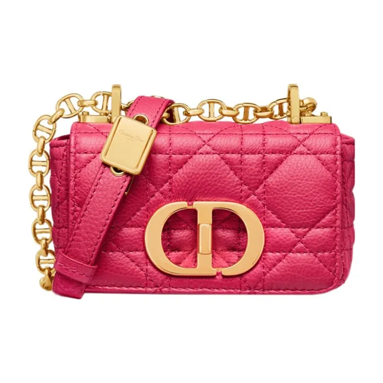 DIOR Caro Calfskin Shoulder Bag Crossbody Bag Small Size Women's Pink-0