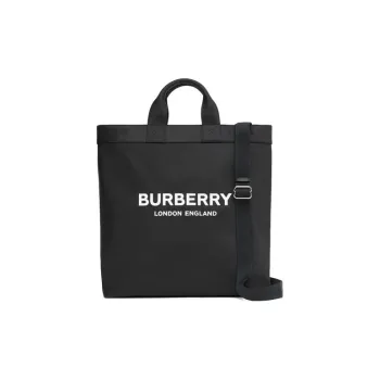 Burberry Logo Print Nylon Tote Bag Black