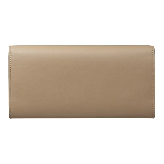 CARTIER Calfskin Leather Clip Card Holder Wallet Women's Taupe-1