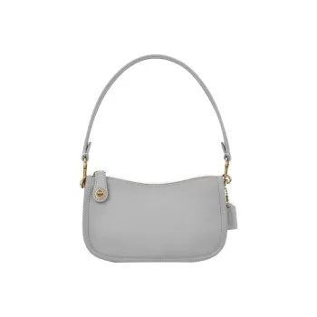 COACH Swinger Cow Leather Crescent Moon Bag Mahjong Bag Shoulder Bag Handbag Small Size Women's Gray