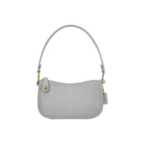 COACH Swinger Cow Leather Crescent Moon Bag Mahjong Bag Shoulder Bag Handbag Small Size Women's Gray