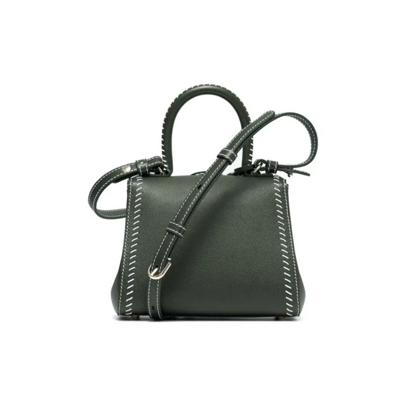 Delvau Brillant Textured Calfskin Handbag Shoulder Bag Crossbody Bag Mini Women's British Green-2