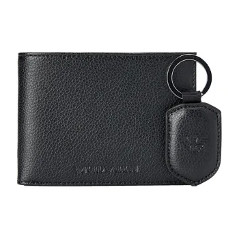 EMPORIO ARMANI Leather 3 in 1 Wallet Men's Black